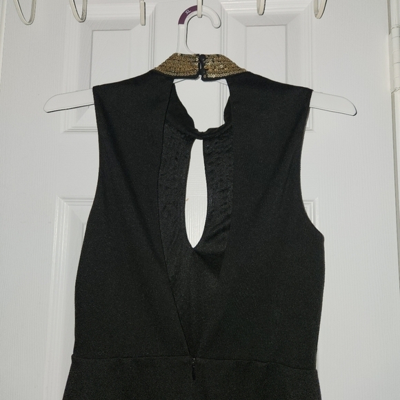 ARK & Co. Black and Gold Beaded Romper size Small Back cut out Super Sexy - Picture 3 of 6